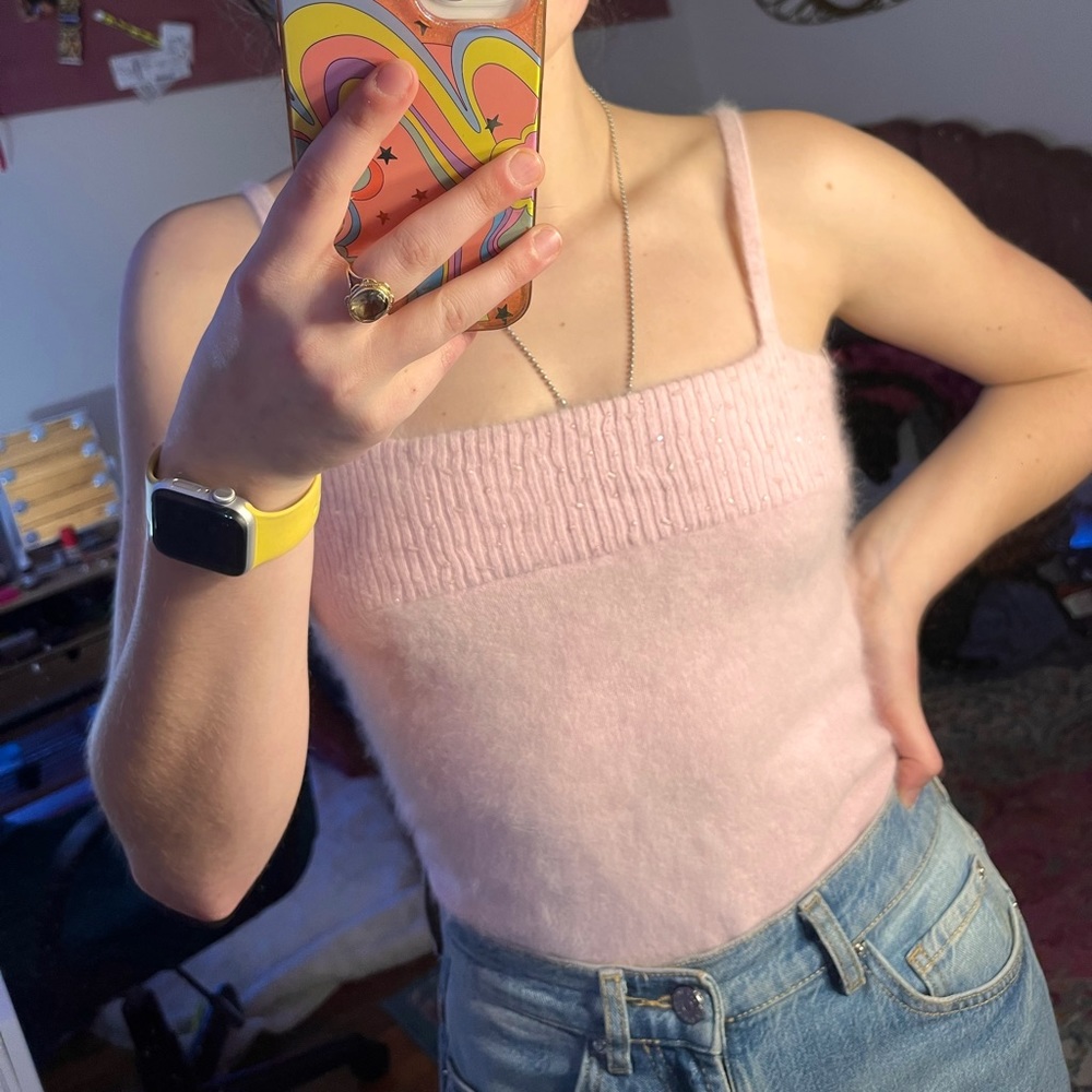 Dana Butchman Fluffy Furry Y2K Light Pink Tank